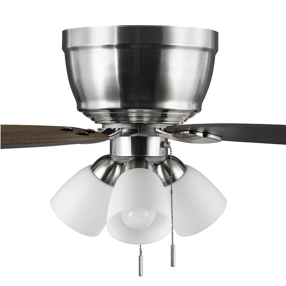 Sidlow 52 in. Indoor LED Brushed Nickel Hugger Dry Rated Ceiling Fan with 5 QuickInstall Reversible Blades and Light Kit by Hampton Bay 10 Sidlow 52 in. Indoor LED Brushed Nickel Hugger Dry Rated Ceiling Fan with 5 QuickInstall Reversible Blades and Light Kit by Hampton Bay - Image 10