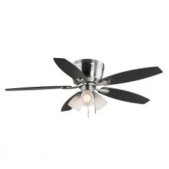 Sidlow 52 in. Indoor LED Brushed Nickel Hugger Dry Rated Ceiling Fan with 5 QuickInstall Reversible Blades and Light Kit by Hampton Bay 21 Sidlow 52 in. Indoor LED Brushed Nickel Hugger Dry Rated Ceiling Fan with 5 QuickInstall Reversible Blades and Light Kit by Hampton Bay -Hampton Bay Sales brushed nickel hampton bay ceiling fans with lights 52151 c3 1000