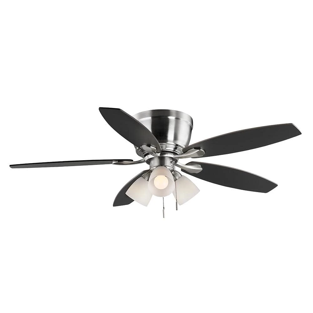 Sidlow 52 in. Indoor LED Brushed Nickel Hugger Dry Rated Ceiling Fan with 5 QuickInstall Reversible Blades and Light Kit by Hampton Bay 8 Sidlow 52 in. Indoor LED Brushed Nickel Hugger Dry Rated Ceiling Fan with 5 QuickInstall Reversible Blades and Light Kit by Hampton Bay - Image 8