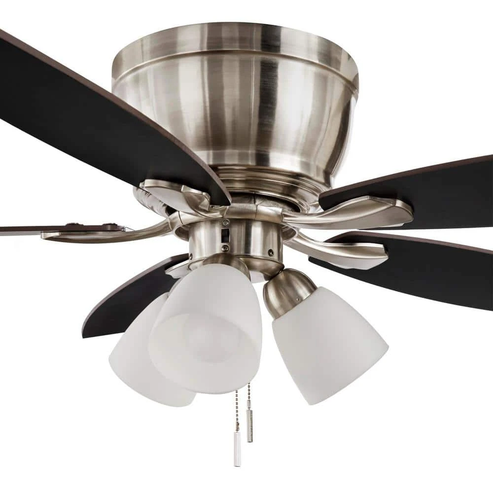Sidlow 52 in. Indoor LED Brushed Nickel Hugger Dry Rated Ceiling Fan with 5 QuickInstall Reversible Blades and Light Kit by Hampton Bay 14 Sidlow 52 in. Indoor LED Brushed Nickel Hugger Dry Rated Ceiling Fan with 5 QuickInstall Reversible Blades and Light Kit by Hampton Bay - Image 14