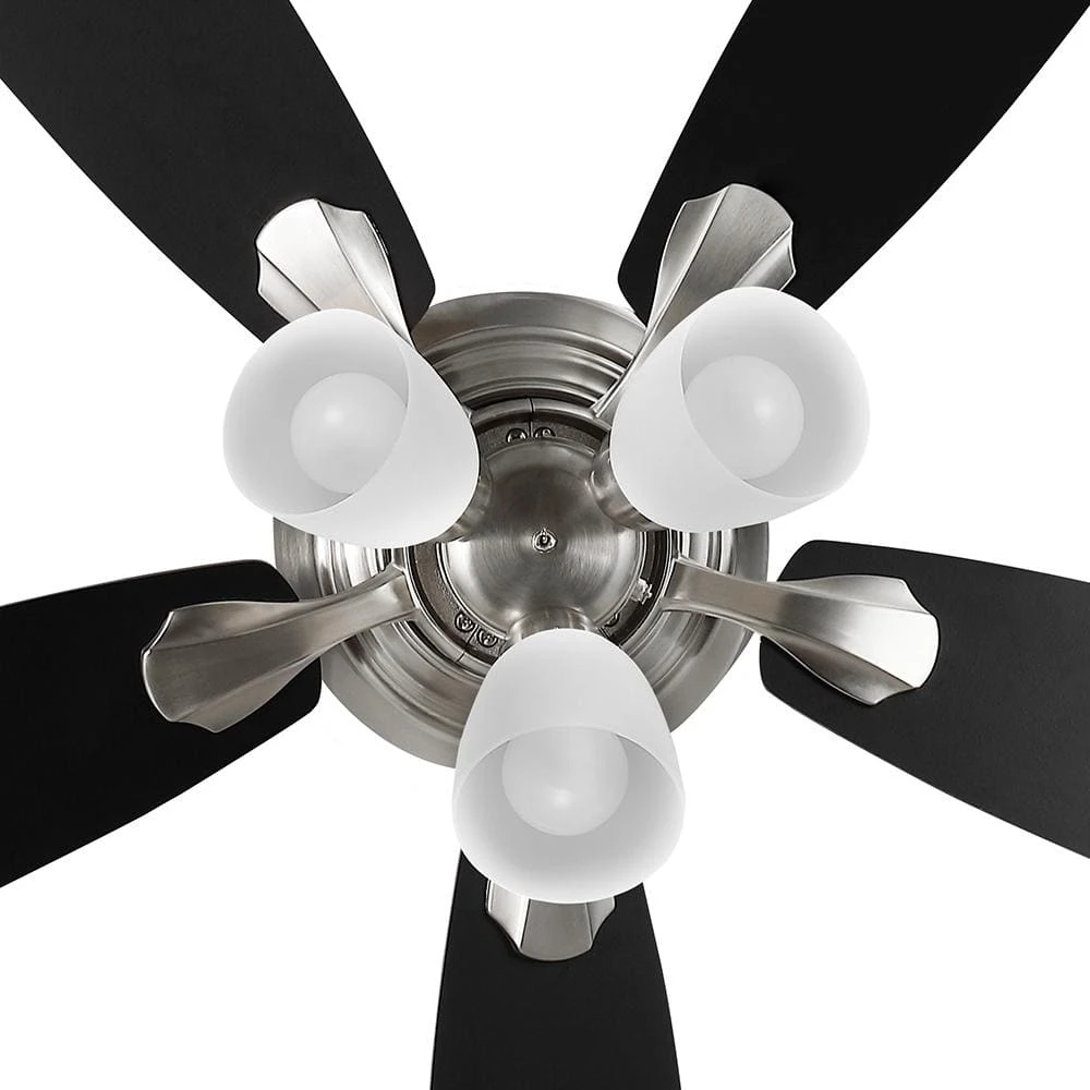 Sidlow 52 in. Indoor LED Brushed Nickel Hugger Dry Rated Ceiling Fan with 5 QuickInstall Reversible Blades and Light Kit by Hampton Bay 12 Sidlow 52 in. Indoor LED Brushed Nickel Hugger Dry Rated Ceiling Fan with 5 QuickInstall Reversible Blades and Light Kit by Hampton Bay - Image 12