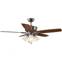 Devron 52 in. LED Indoor Brushed Nickel Ceiling Fan with Light Kit by Hampton Bay -Hampton Bay Sales brushed nickel hampton bay ceiling fans with lights 57233 1f 1000
