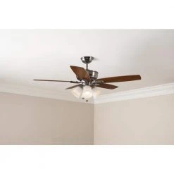 Devron 52 in. LED Indoor Brushed Nickel Ceiling Fan with Light Kit by Hampton Bay -Hampton Bay Sales brushed nickel hampton bay ceiling fans with lights 57233 40 1000