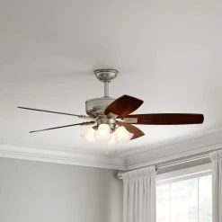 Devron 52 in. LED Indoor Brushed Nickel Ceiling Fan with Light Kit by Hampton Bay -Hampton Bay Sales brushed nickel hampton bay ceiling fans with lights 57233 fa 1000