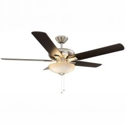 Holly Springs 52 in. LED Indoor Brushed Nickel Ceiling Fan with Light Kit by Hampton Bay