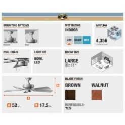 Holly Springs 52 in. LED Indoor Brushed Nickel Ceiling Fan with Light Kit by Hampton Bay -Hampton Bay Sales brushed nickel hampton bay ceiling fans with lights 57269 66 1000