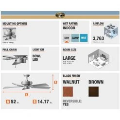 Holly Springs Low Profile 52 in. LED Indoor Brushed Nickel Ceiling Fan with Light Kit by Hampton Bay -Hampton Bay Sales brushed nickel hampton bay ceiling fans with lights 57289 1d 1000