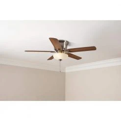 Holly Springs Low Profile 52 in. LED Indoor Brushed Nickel Ceiling Fan with Light Kit by Hampton Bay -Hampton Bay Sales brushed nickel hampton bay ceiling fans with lights 57289 40 1000
