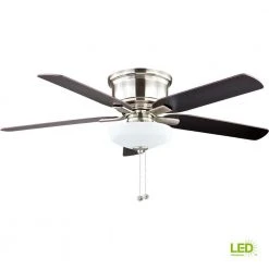 Holly Springs Low Profile 52 in. LED Indoor Brushed Nickel Ceiling Fan with Light Kit by Hampton Bay -Hampton Bay Sales brushed nickel hampton bay ceiling fans with lights 57289 44 1000