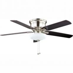 Holly Springs Low Profile 52 in. LED Indoor Brushed Nickel Ceiling Fan with Light Kit by Hampton Bay