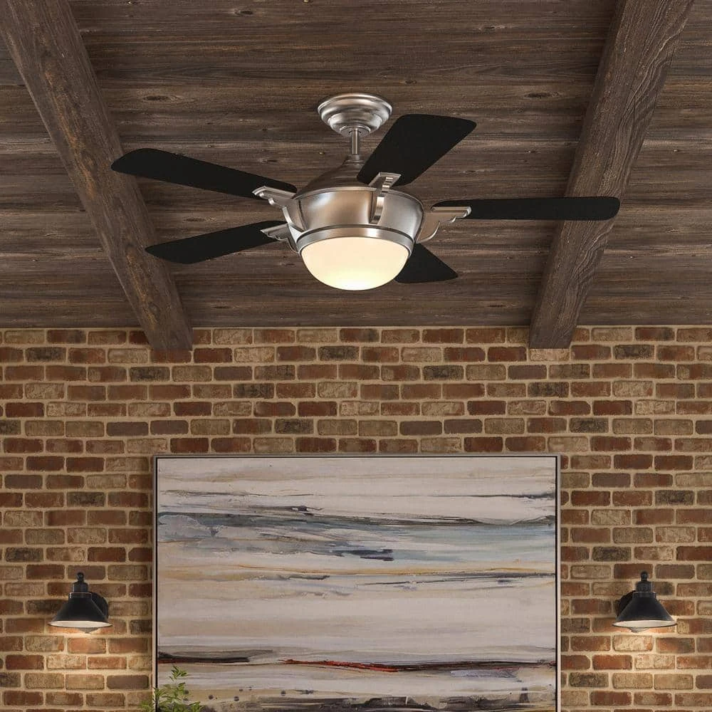 Midili 44 in. Indoor LED Brushed Nickel Dry Rated Ceiling Fan with 5 Reversible Blades, Light Kit and Remote Control by Hampton Bay 3 Midili 44 in. Indoor LED Brushed Nickel Dry Rated Ceiling Fan with 5 Reversible Blades, Light Kit and Remote Control by Hampton Bay - Image 3