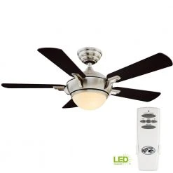 Midili 44 in. Indoor LED Brushed Nickel Dry Rated Ceiling Fan with 5 Reversible Blades, Light Kit and Remote Control by Hampton Bay 23 Midili 44 in. Indoor LED Brushed Nickel Dry Rated Ceiling Fan with 5 Reversible Blades, Light Kit and Remote Control by Hampton Bay -Hampton Bay Sales brushed nickel hampton bay ceiling fans with lights 68044 44 1000