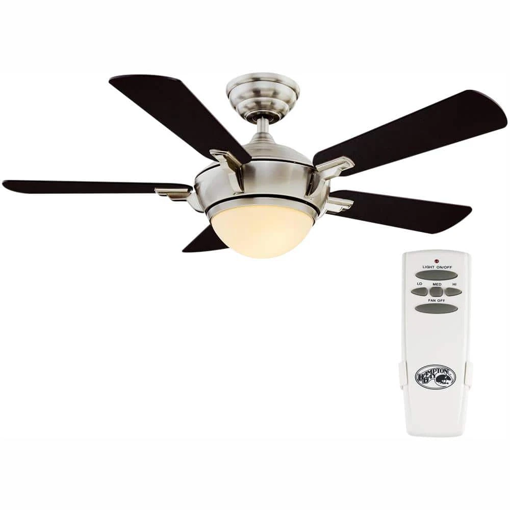 Midili 44 in. Indoor LED Brushed Nickel Dry Rated Ceiling Fan with 5 Reversible Blades, Light Kit and Remote Control by Hampton Bay 1 Midili 44 in. Indoor LED Brushed Nickel Dry Rated Ceiling Fan with 5 Reversible Blades, Light Kit and Remote Control by Hampton Bay