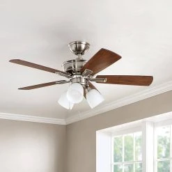 Vaurgas 44 in. LED Indoor Brushed Nickel Ceiling Fan with Light Kit by Hampton Bay -Hampton Bay Sales brushed nickel hampton bay ceiling fans with lights 68144 fa 1000