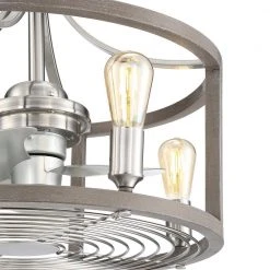 Bardeau Indoor/Outdoor 21-1/2 in. Brushed Nickel Dual Mount Farmhouse Ceiling Fan with Light Kit and Remote Control by Hampton Bay -Hampton Bay Sales brushed nickel hampton bay ceiling fans with lights 7982hdcbn 44 1000