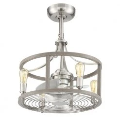 Bardeau Indoor/Outdoor 21-1/2 in. Brushed Nickel Dual Mount Farmhouse Ceiling Fan with Light Kit and Remote Control by Hampton Bay -Hampton Bay Sales brushed nickel hampton bay ceiling fans with lights 7982hdcbn 4f 1000