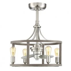 Bardeau Indoor/Outdoor 21-1/2 in. Brushed Nickel Dual Mount Farmhouse Ceiling Fan with Light Kit and Remote Control by Hampton Bay -Hampton Bay Sales brushed nickel hampton bay ceiling fans with lights 7982hdcbn 77 1000