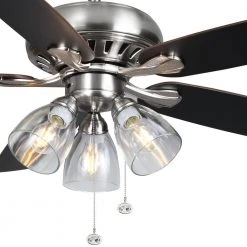Rockport 52 in. Indoor LED Brushed Nickel Ceiling Fan with Light Kit, Downrod, and 5 Reversible Blades by Hampton Bay -Hampton Bay Sales brushed nickel hampton bay ceiling fans with lights 91850 1d 1000