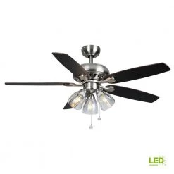 Rockport 52 in. Indoor LED Brushed Nickel Ceiling Fan with Light Kit, Downrod, and 5 Reversible Blades by Hampton Bay -Hampton Bay Sales brushed nickel hampton bay ceiling fans with lights 91850 1f 1000