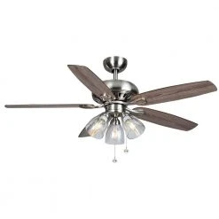 Rockport 52 in. Indoor LED Brushed Nickel Ceiling Fan with Light Kit, Downrod, and 5 Reversible Blades by Hampton Bay -Hampton Bay Sales brushed nickel hampton bay ceiling fans with lights 91850 4f 1000