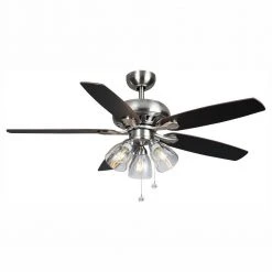 Rockport 52 in. Indoor LED Brushed Nickel Ceiling Fan with Light Kit, Downrod, and 5 Reversible Blades by Hampton Bay
