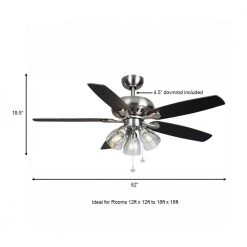 Rockport 52 in. Indoor LED Brushed Nickel Ceiling Fan with Light Kit, Downrod, and 5 Reversible Blades by Hampton Bay -Hampton Bay Sales brushed nickel hampton bay ceiling fans with lights 91850 a0 1000