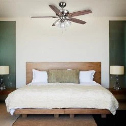 Rockport 52 in. Indoor LED Brushed Nickel Ceiling Fan with Light Kit, Downrod, and 5 Reversible Blades by Hampton Bay -Hampton Bay Sales brushed nickel hampton bay ceiling fans with lights 91850 c3 1000