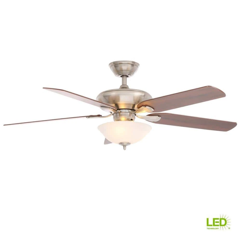 Flowe 52 in. Indoor LED Brushed Nickel Dry Rated Ceiling Fan with 5 Reversible Blades, Light Kit and Remote Control by Hampton Bay 10 Flowe 52 in. Indoor LED Brushed Nickel Dry Rated Ceiling Fan with 5 Reversible Blades, Light Kit and Remote Control by Hampton Bay - Image 10
