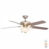 Flowe 52 in. Indoor LED Brushed Nickel Dry Rated Ceiling Fan with 5 Reversible Blades, Light Kit and Remote Control by Hampton Bay