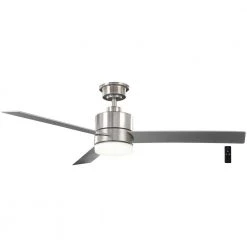 Madison 52 in. Integrated LED Brushed Nickel Ceiling Fan with Light and Remote Control with Color Changing Technology by Hampton Bay