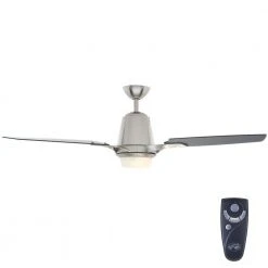 Stylique II 56 in. Indoor Brushed Nickel Ceiling Fan with Light Kit and Remote Control by Hampton Bay