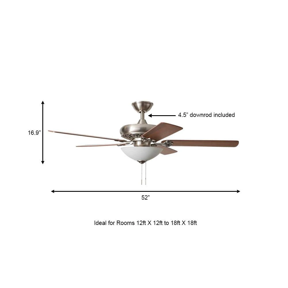 Edelweiss 52 in. Indoor Brushed Nickel Ceiling Fan with Light Kit by Hampton Bay 4 Edelweiss 52 in. Indoor Brushed Nickel Ceiling Fan with Light Kit by Hampton Bay - Image 4