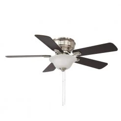 Hawkins III 44 in. LED Indoor Brushed Nickel Flush Mount Ceiling Fan with Light by Hampton Bay