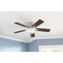 Hawkins III 44 in. LED Indoor Brushed Nickel Flush Mount Ceiling Fan with Light by Hampton Bay -Hampton Bay Sales brushed nickel hampton bay ceiling fans with lights yg204d bn c3 1000