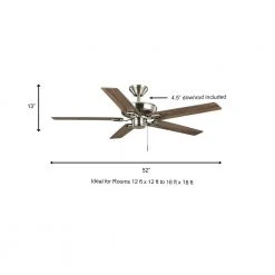 Bayfield 52 in. Indoor Brushed Nickel Dry Rated Downrod Ceiling Fan with 5 Reversible Blades by Hampton Bay -Hampton Bay Sales brushed nickel hampton bay ceiling fans without lights 52195 a0 1000