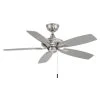 Gazebo III 42 in. Indoor/Outdoor Brushed Nickel Ceiling Fan with Pull Chains Included by Hampton Bay