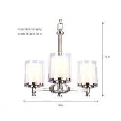 Burbank 3-Light Brushed Nickel Chandelier with Dual Glass Shades by Hampton Bay -Hampton Bay Sales brushed nickel hampton bay chandeliers 19704 000 31 1000