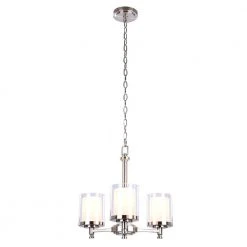 Burbank 3-Light Brushed Nickel Chandelier with Dual Glass Shades by Hampton Bay -Hampton Bay Sales brushed nickel hampton bay chandeliers 19704 000 66 1000