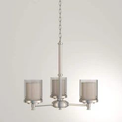 Burbank 3-Light Brushed Nickel Chandelier with Dual Glass Shades by Hampton Bay -Hampton Bay Sales brushed nickel hampton bay chandeliers 19704 000 d4 1000