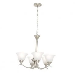 Santa Rita 5-Light Brushed Nickel Chandelier with Glass Shades by Hampton Bay -Hampton Bay Sales brushed nickel hampton bay chandeliers 19708 000 66 1000