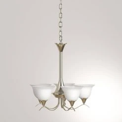 Santa Rita 5-Light Brushed Nickel Chandelier with Glass Shades by Hampton Bay -Hampton Bay Sales brushed nickel hampton bay chandeliers 19708 000 76 1000