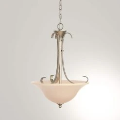 Santa Rita 2-Light Brushed Nickel Inverted Pendant with Glass Shade by Hampton Bay -Hampton Bay Sales brushed nickel hampton bay chandeliers 19710 000 31 1000