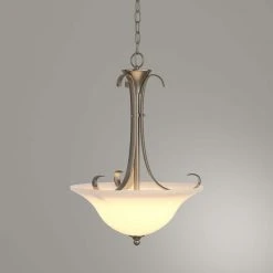 Santa Rita 2-Light Brushed Nickel Inverted Pendant with Glass Shade by Hampton Bay -Hampton Bay Sales brushed nickel hampton bay chandeliers 19710 000 44 1000