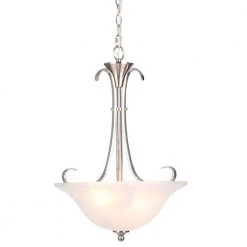 Santa Rita 2-Light Brushed Nickel Inverted Pendant with Glass Shade by Hampton Bay