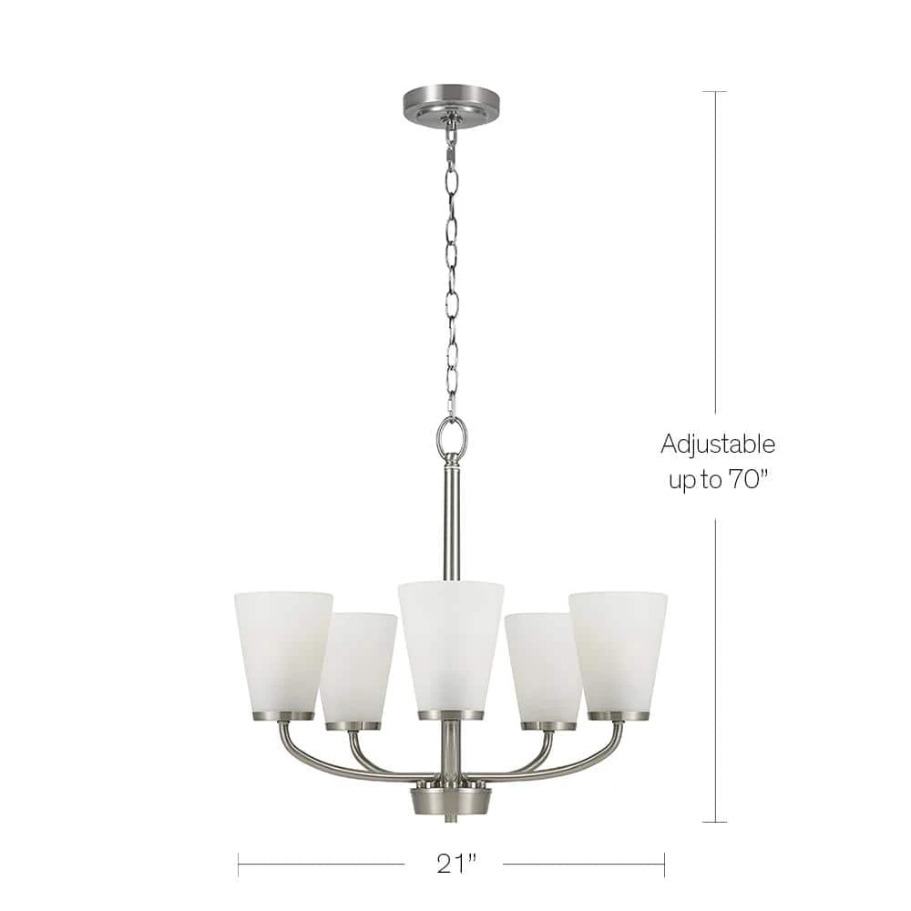 5-Light Brushed Nickel Chandelier by Hampton Bay 4 5-Light Brushed Nickel Chandelier by Hampton Bay - Image 4