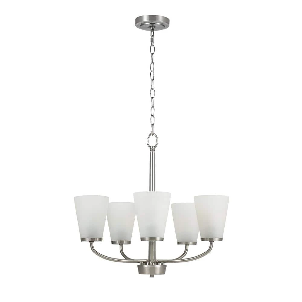 5-Light Brushed Nickel Chandelier by Hampton Bay 3 5-Light Brushed Nickel Chandelier by Hampton Bay - Image 3