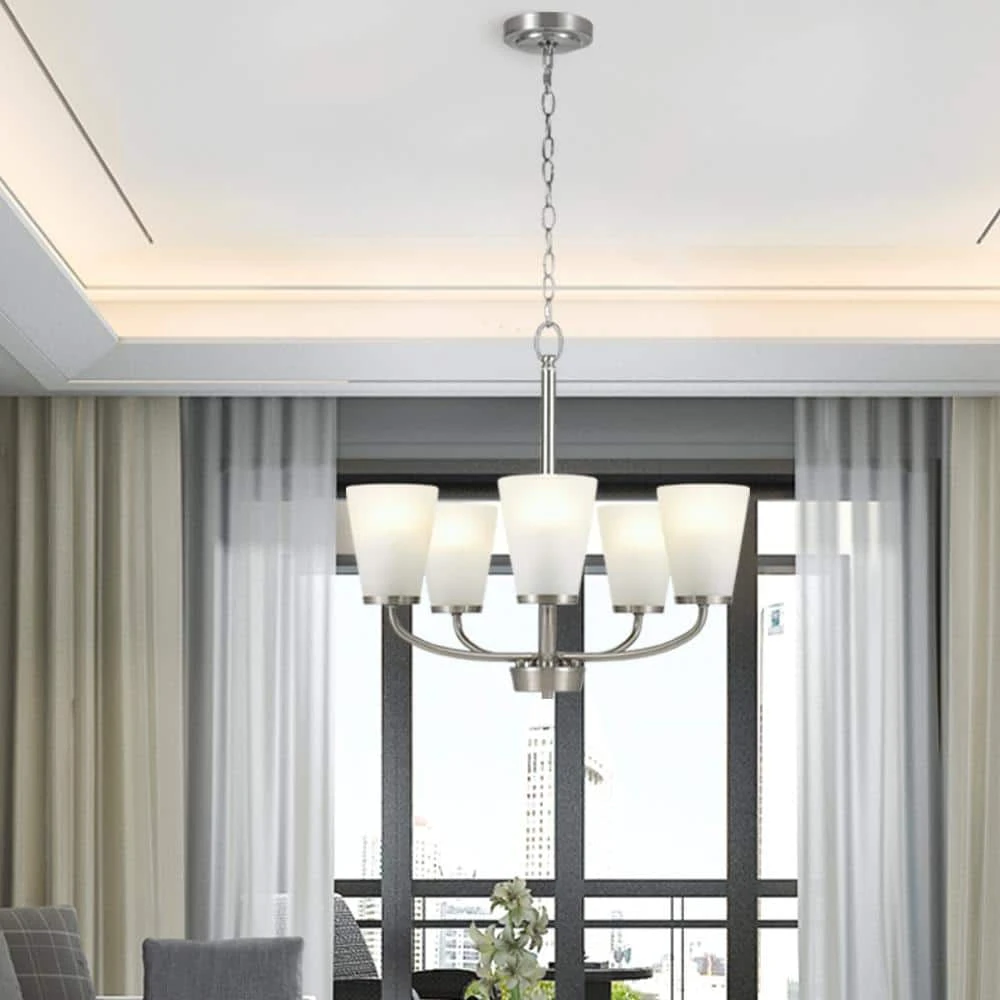 5-Light Brushed Nickel Chandelier by Hampton Bay 2 5-Light Brushed Nickel Chandelier by Hampton Bay - Image 2
