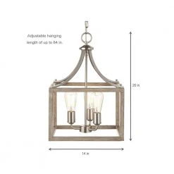 Boswell Quarter 14 in. 3-Light Brushed Nickel Farmhouse Square Chandelier with Painted Weathered Gray Wood Accents by Hampton Bay -Hampton Bay Sales brushed nickel hampton bay chandeliers 7948hdcdi d4 1000