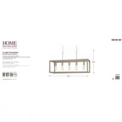 Boswell Quarter 34in. 5-Light Brushed Nickel Farmhouse Linear Island Chandelier with Weathered Wood Accents by Hampton Bay -Hampton Bay Sales brushed nickel hampton bay chandeliers 7965hdcdi d4 1000