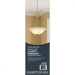 Kensley Park 3-Light Brushed Nickel Pendant by Hampton Bay -Hampton Bay Sales brushed nickel hampton bay chandeliers efg8913l 2 1f 1000
